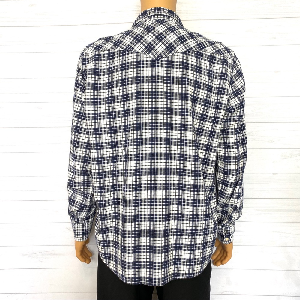 Lucky Brand Snap Button Classic Fit Plaid Long Sleeve Shirt Size L - Picture 3 of 9